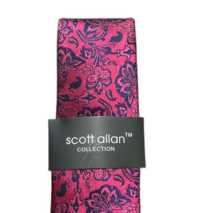 Scott Allan Men's Pink and Navy Blue Floral Tie Great Gift